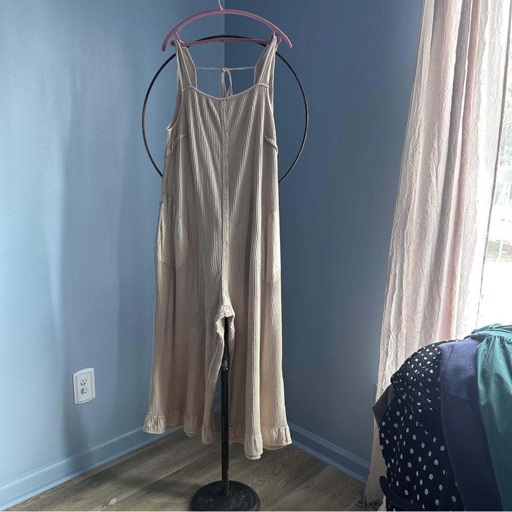 Free People Beige Sleeveless Jumpsuit